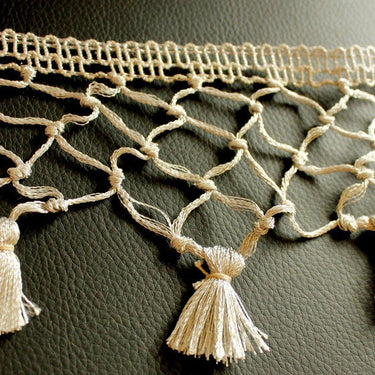 Silver Shimmer Thread Tassels One Yard Trim, Approx. 12cm Wide